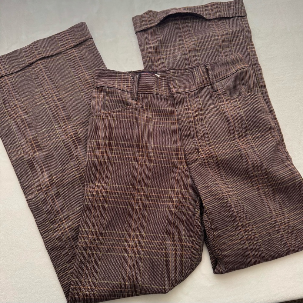 Landlubber Vintage 1970s Women’s Plaid Bell Bottom Trousers Small
